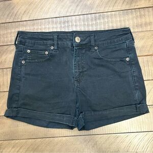 American Eagle Outfitters Next Level Stretch Midi cuff shorts size 8 EUC black